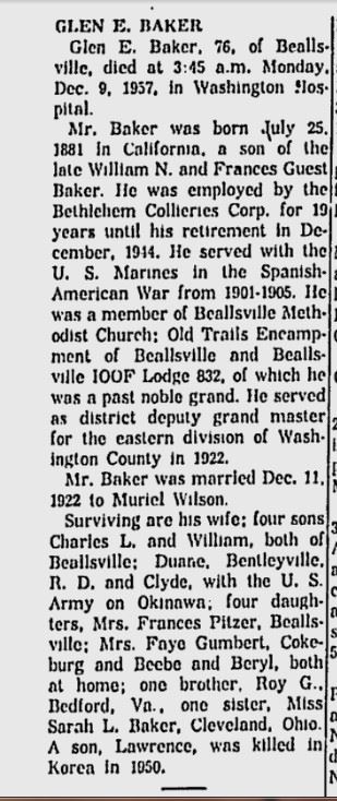 Glen Earl Baker obit